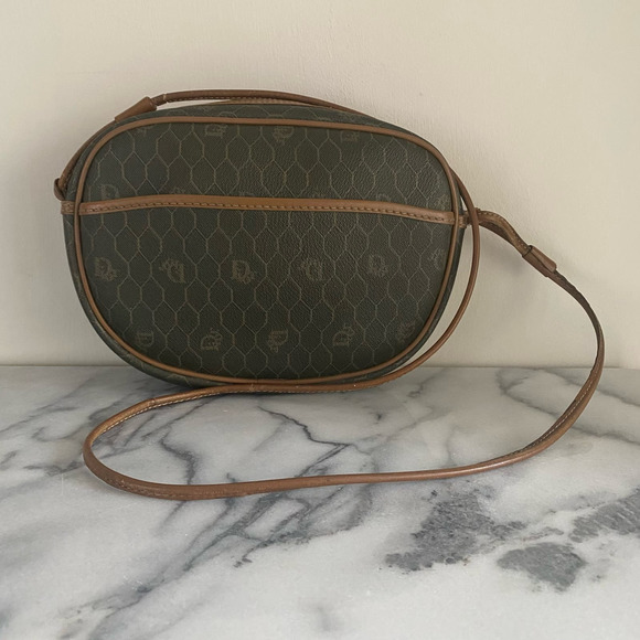 Christian Dior Vintage Crossbody Bag Brown Honeycomb Monogram Coated Canvas - Picture 12 of 12